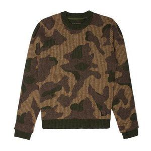 Deus Ex Machina Camo Jacquard Crewneck Lambswool Sweater NWOT
